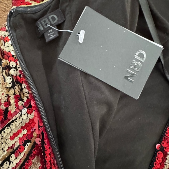 NBD Revolve Fire and Desire Metallic Red Gold Sequin Evening Dress NEW XSMALL - Picture 7 of 7